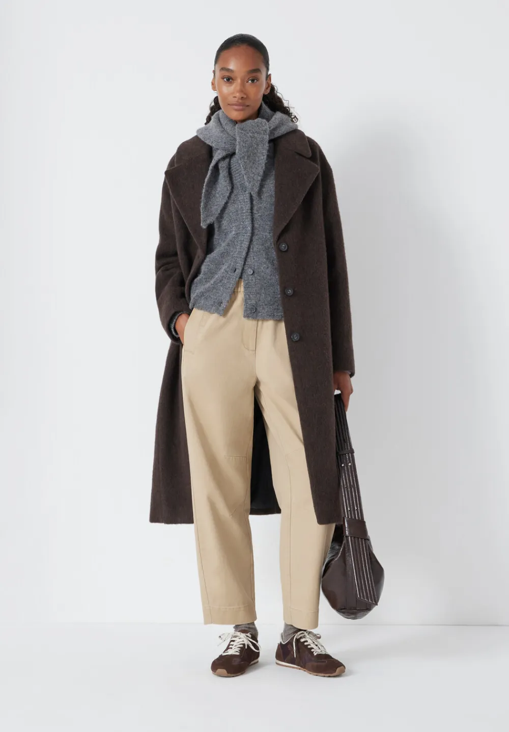 hush Trousers|Jeans|Jack Barrel Leg Pull On Cotton Trousers Stone Brown