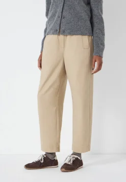 hush Trousers|Jeans|Jack Barrel Leg Pull On Cotton Trousers Stone Brown