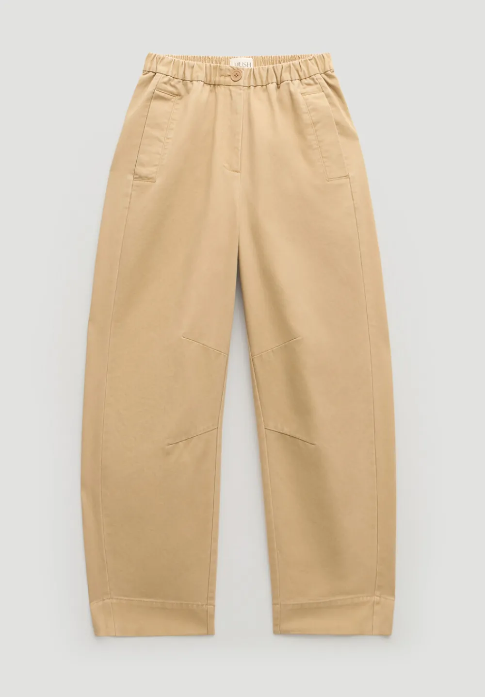 hush Trousers|Jeans|Jack Barrel Leg Pull On Cotton Trousers Stone Brown