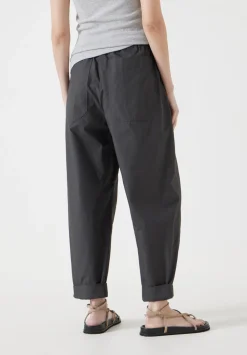 hush Trousers|Jack Barrel Leg Pull On Lightweight Cotton Trousers Washed Black