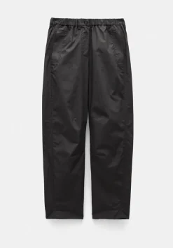 hush Trousers|Jack Barrel Leg Pull On Lightweight Cotton Trousers Washed Black