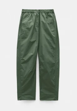 hush Trousers|Jack Barrel Leg Pull On Lightweight Cotton Trousers Khaki