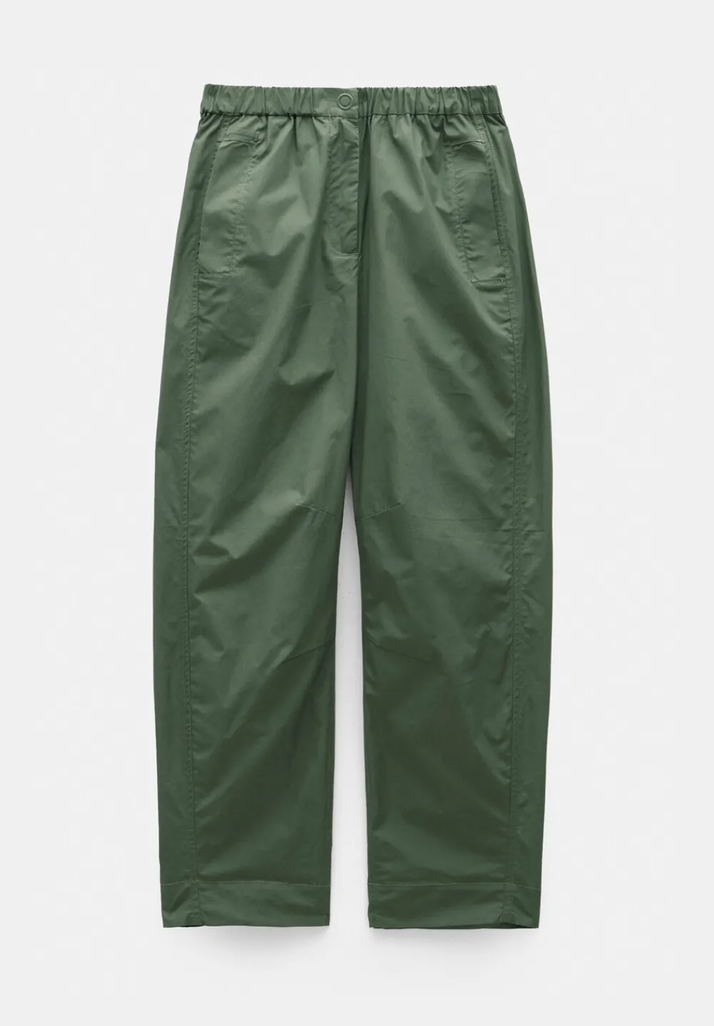 hush Trousers|Jack Barrel Leg Pull On Lightweight Cotton Trousers Khaki