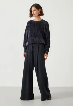 hush Jumpers & Cardigans|Jaime Metallic Tinsel Crew Neck Jumper Black/Silver Metallic