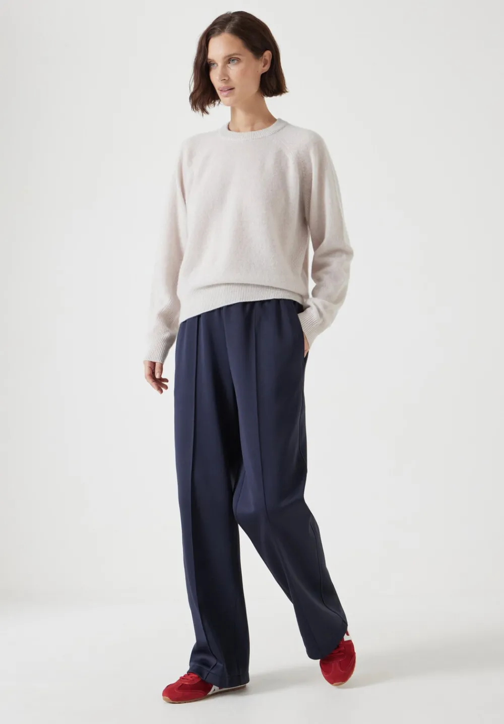 hush Jumpers & Cardigans|Jasmine Cashmere Rib Detail Jumper Stone White