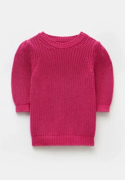 hush Tops & T-Shirts|Jessie Cotton Puff Sleeve Ribbed Top Pink