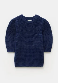 hush Tops & T-Shirts|Jessie Cotton Puff Sleeve Ribbed Top Navy