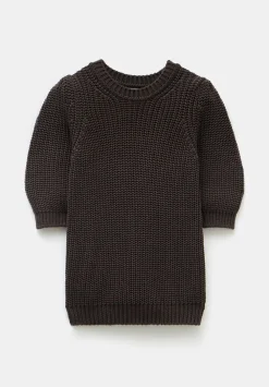 hush Tops & T-Shirts|Jessie Cotton Puff Sleeve Ribbed Top Chocolate brown