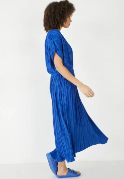 hush Dresses|Jodie Plisse Midi Dress Bright Blue