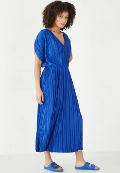 hush Dresses|Jodie Plisse Midi Dress Bright Blue