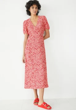 hush Dresses|Juliette Midi Tea Dress Mini Floral Leopard Red