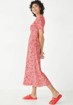 hush Dresses|Juliette Midi Tea Dress Mini Floral Leopard Red