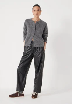 hush Jumpers & Cardigans|Juni Crew Neck Wool Blend Cardigan Mid Grey Marl