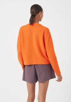 hush Jumpers & Cardigans|Juni Crew Neck Wool Blend Cardigan Bright Orange