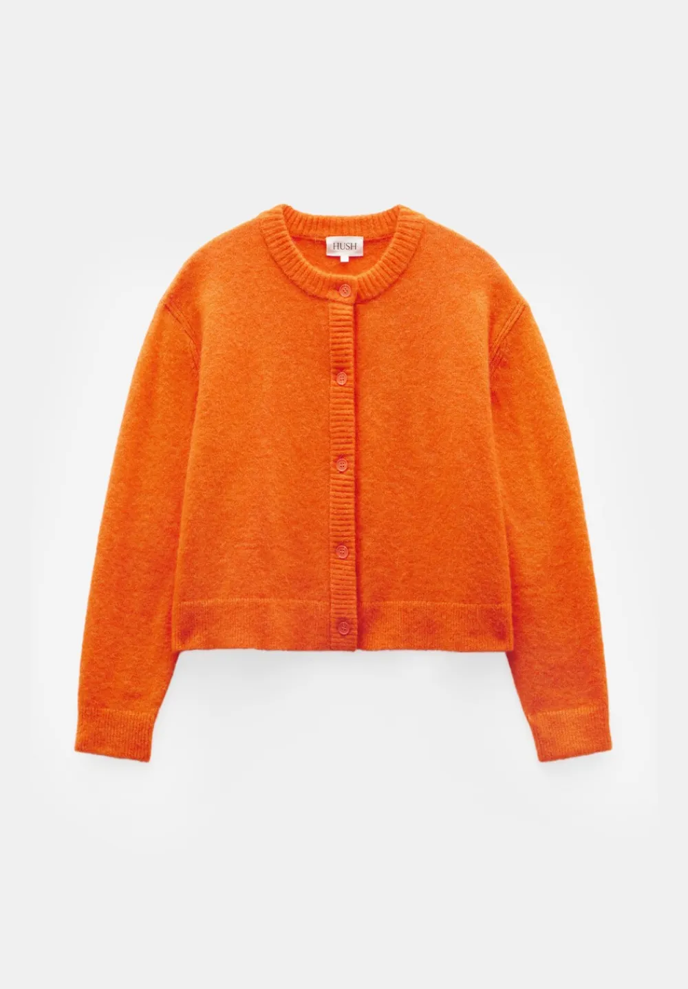 hush Jumpers & Cardigans|Juni Crew Neck Wool Blend Cardigan Bright Orange