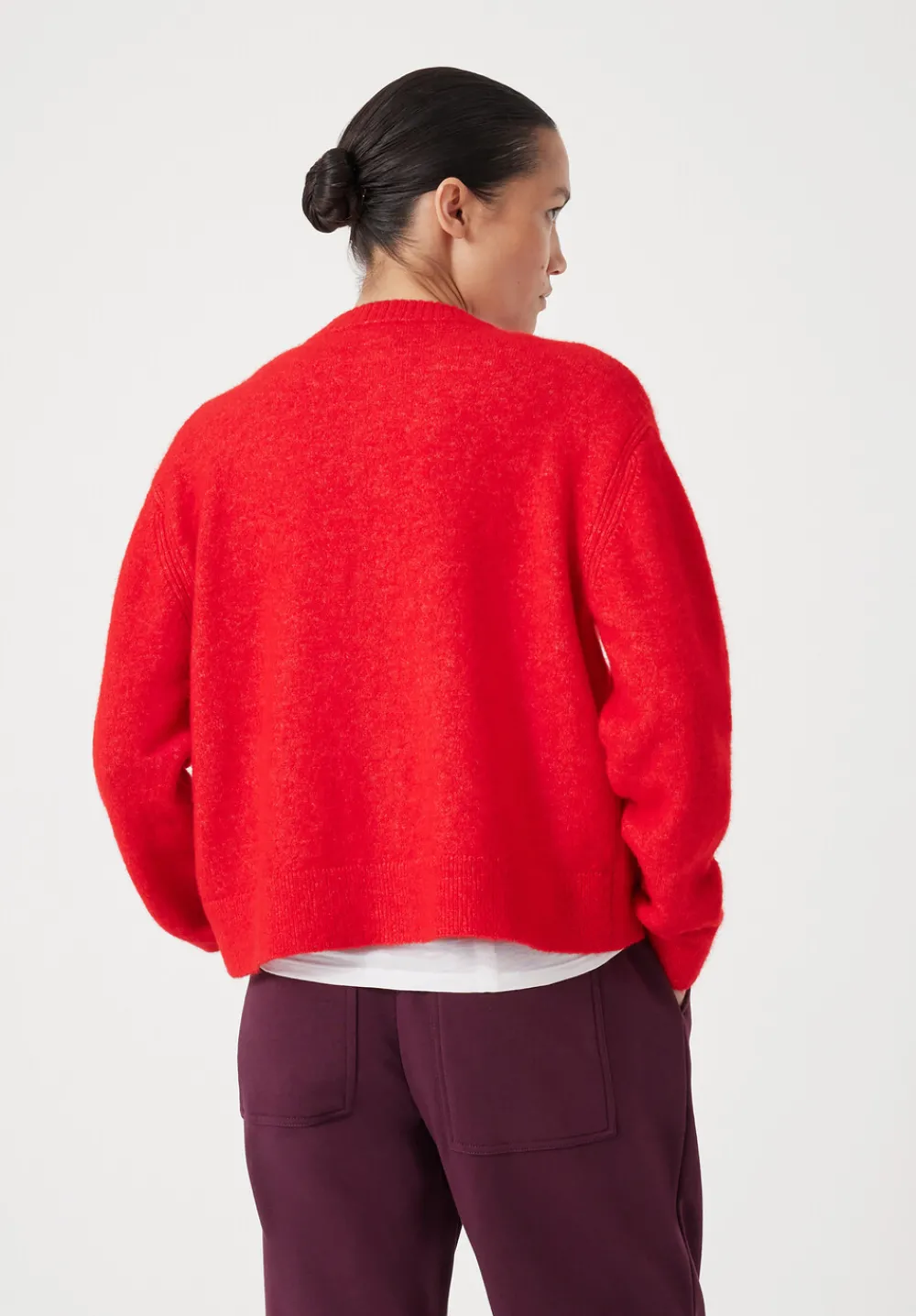 hush Jumpers & Cardigans|Juni Crew Neck Wool Blend Cardigan Fiery Red