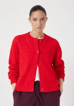 hush Jumpers & Cardigans|Juni Crew Neck Wool Blend Cardigan Fiery Red