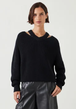 hush Jumpers & Cardigans|Kady Cotton Neck Detail Jumper Black