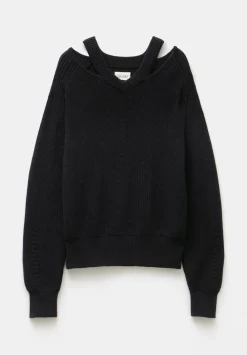 hush Jumpers & Cardigans|Kady Cotton Neck Detail Jumper Black