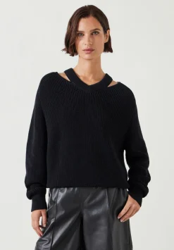 hush Jumpers & Cardigans|Kady Cotton Neck Detail Jumper Black