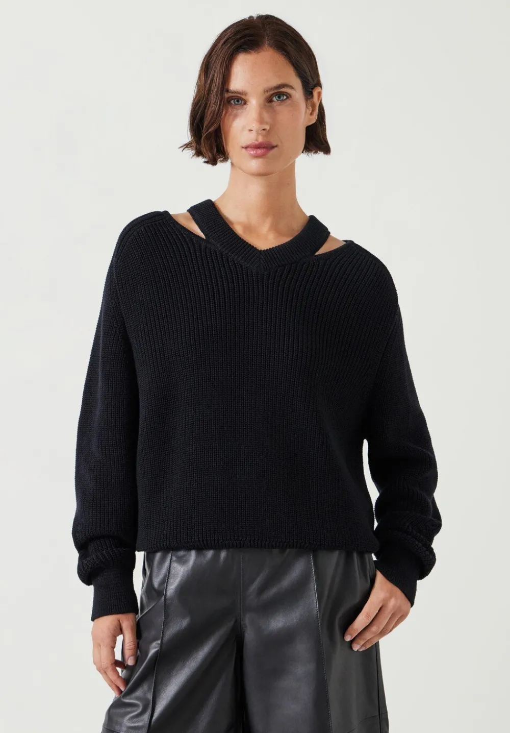 hush Jumpers & Cardigans|Kady Cotton Neck Detail Jumper Black