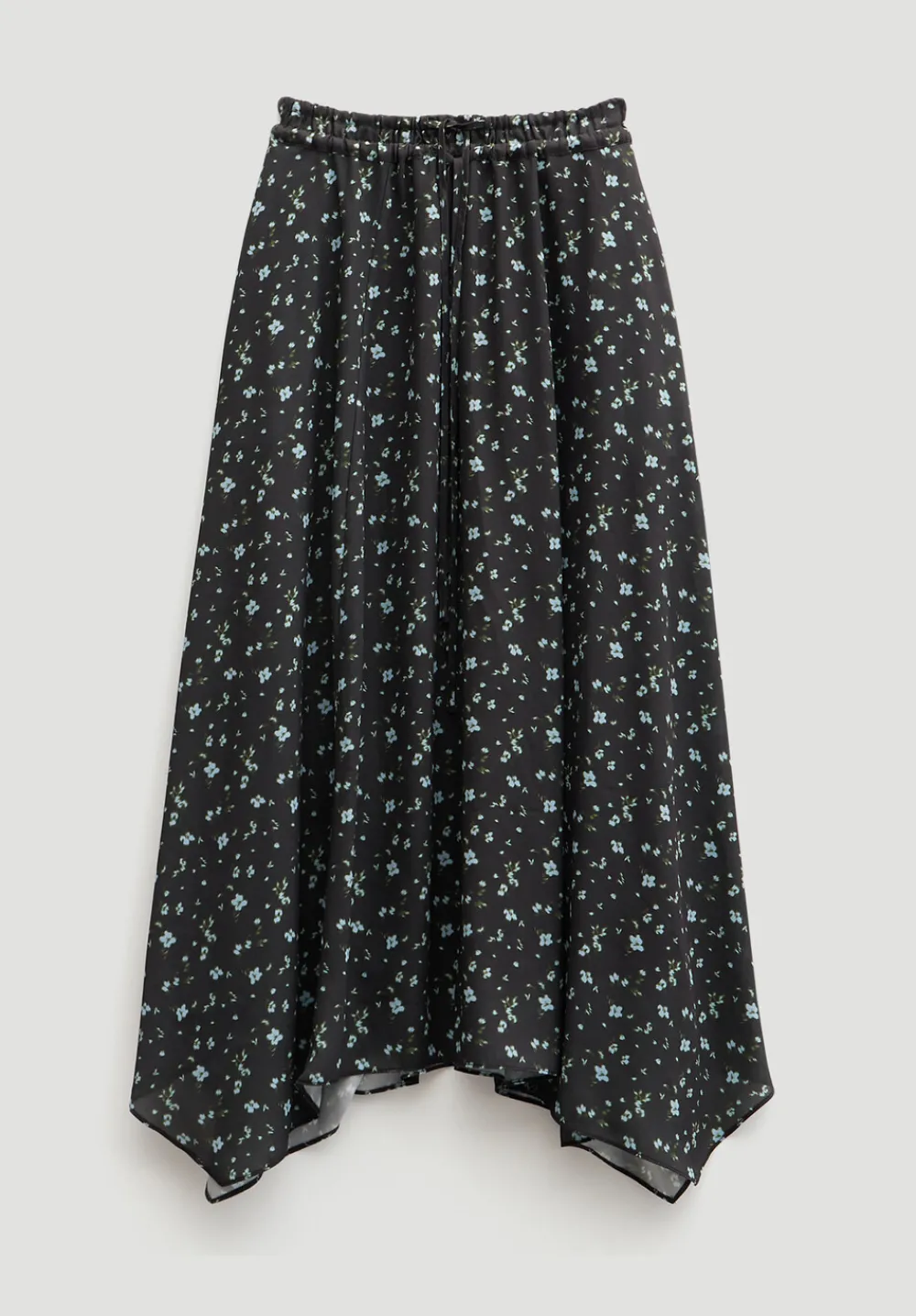 hush Skirts|Kaia Chiffon Hanky Hem Skirt Ditsy Floral Black