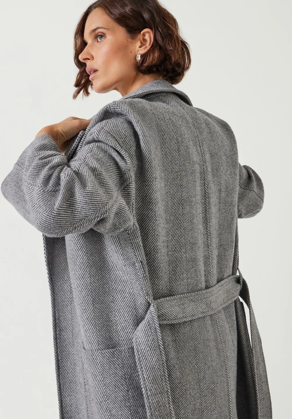 hush Jackets & Coats|Kaitlin Wool Blend Herringbone Coat Grey