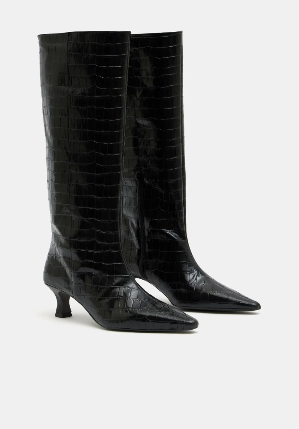 hush Heels|Boots|Katlynn Leather Kitten Heel Knee Boots Black