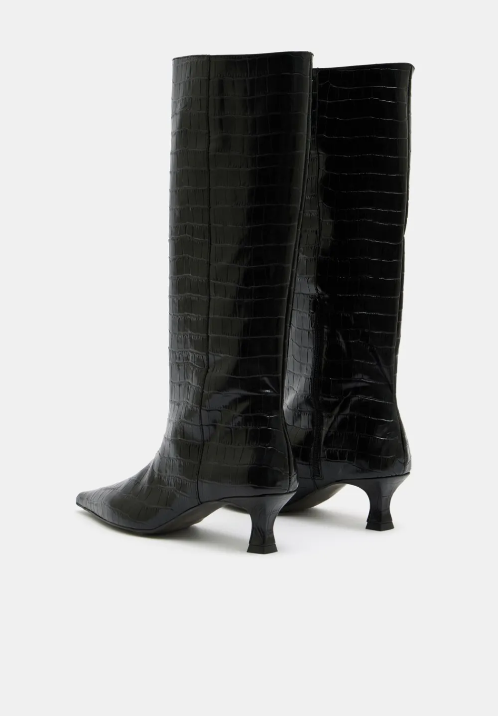 hush Heels|Boots|Katlynn Leather Kitten Heel Knee Boots Black