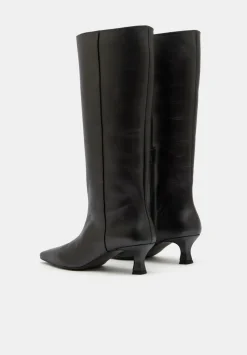 hush Boots|Heels|Katlynn Leather Kitten Heel Knee Boots Pewter