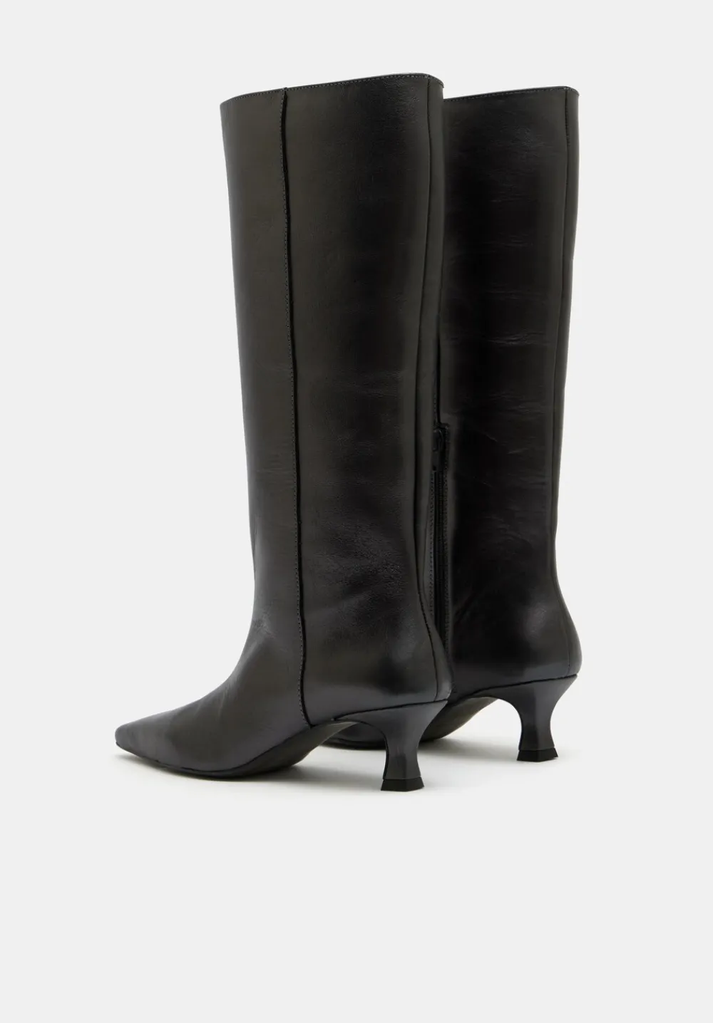 hush Boots|Heels|Katlynn Leather Kitten Heel Knee Boots Pewter