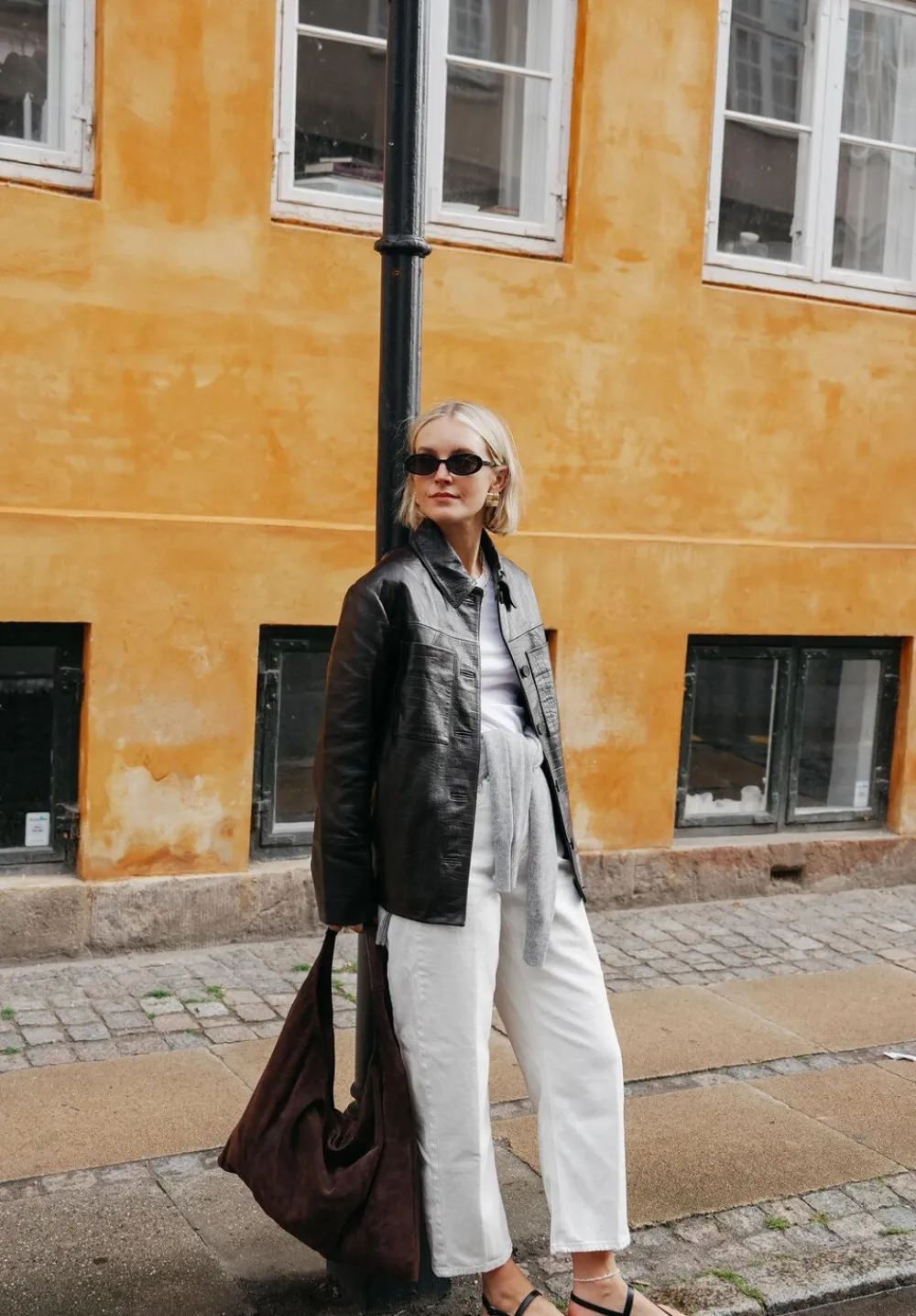 hush Jackets & Coats|Kelly Croc Effect Leather Jacket Chocolate brown