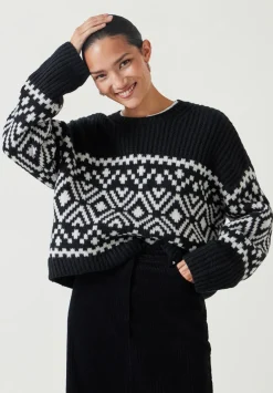 hush Jumpers & Cardigans|Kelsey Fairisle Knitted Jumper Black & Ivory