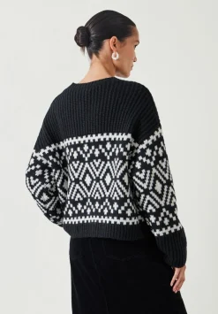hush Jumpers & Cardigans|Kelsey Fairisle Knitted Jumper Black & Ivory