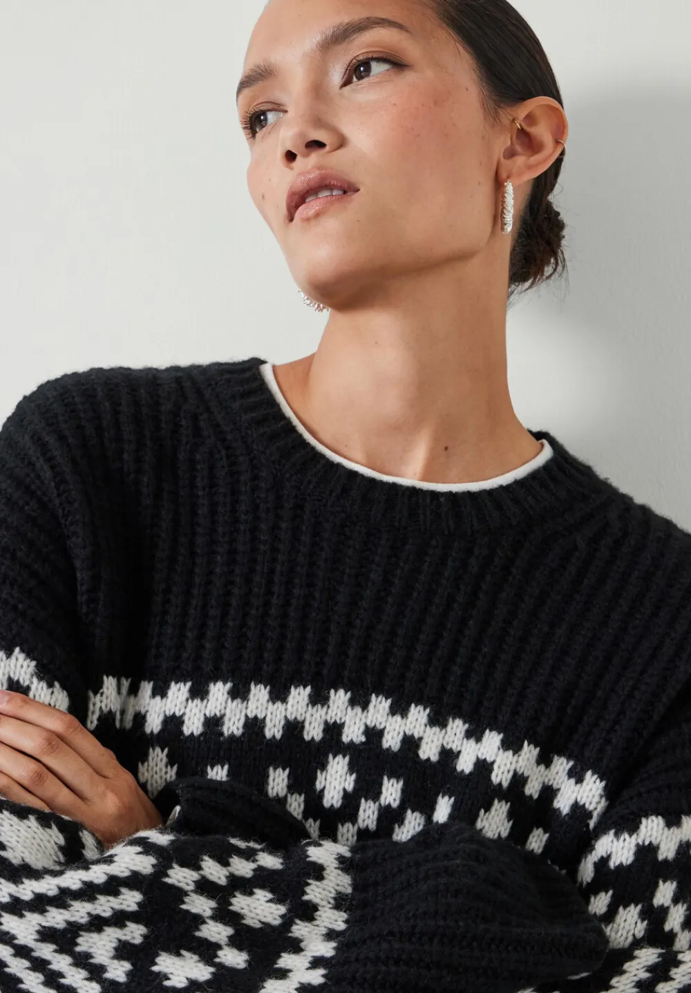 hush Jumpers & Cardigans|Kelsey Fairisle Knitted Jumper Black & Ivory
