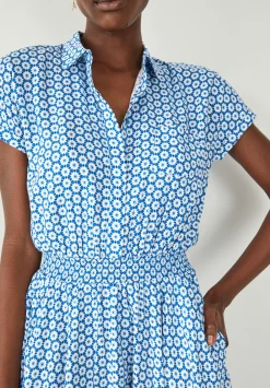 hush Dresses|Kensington Shirt Dress Star Geo Blue