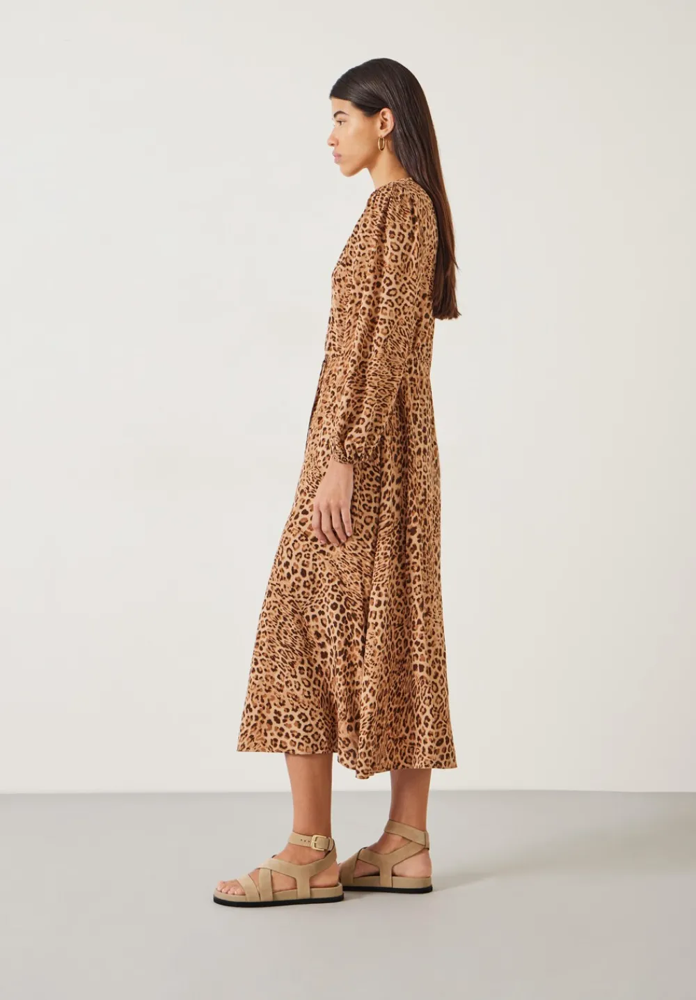 hush Dresses|Kiera Leopard Midi Dress Natural Leopard