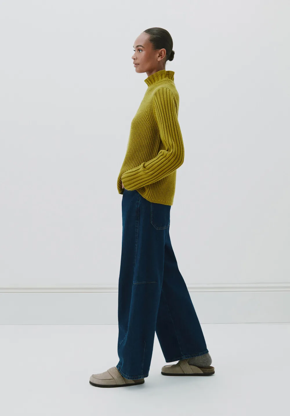 hush Jumpers & Cardigans|Kiley Wool Blend Frill Trim Jumper Olive Green