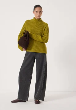 hush Jumpers & Cardigans|Kiley Wool Blend Frill Trim Jumper Olive Green