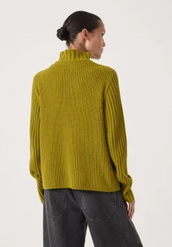 hush Jumpers & Cardigans|Kiley Wool Blend Frill Trim Jumper Olive Green