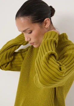 hush Jumpers & Cardigans|Kiley Wool Blend Frill Trim Jumper Olive Green