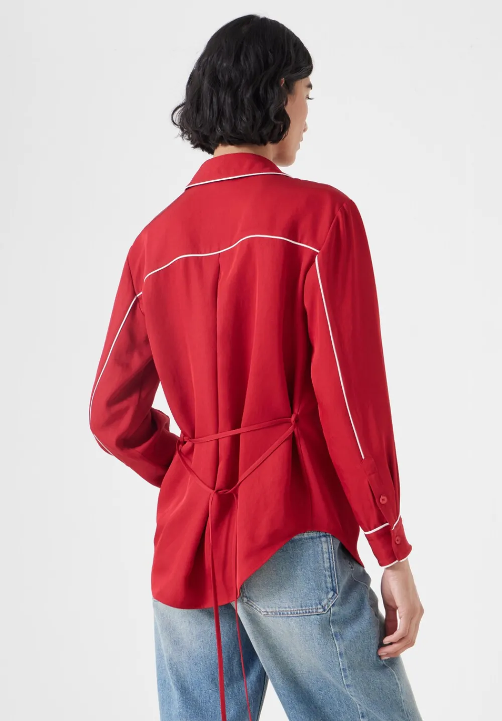 hush Shirts & Blouses|Kinsey Long Sleeve Piping Detailed Shirt Red
