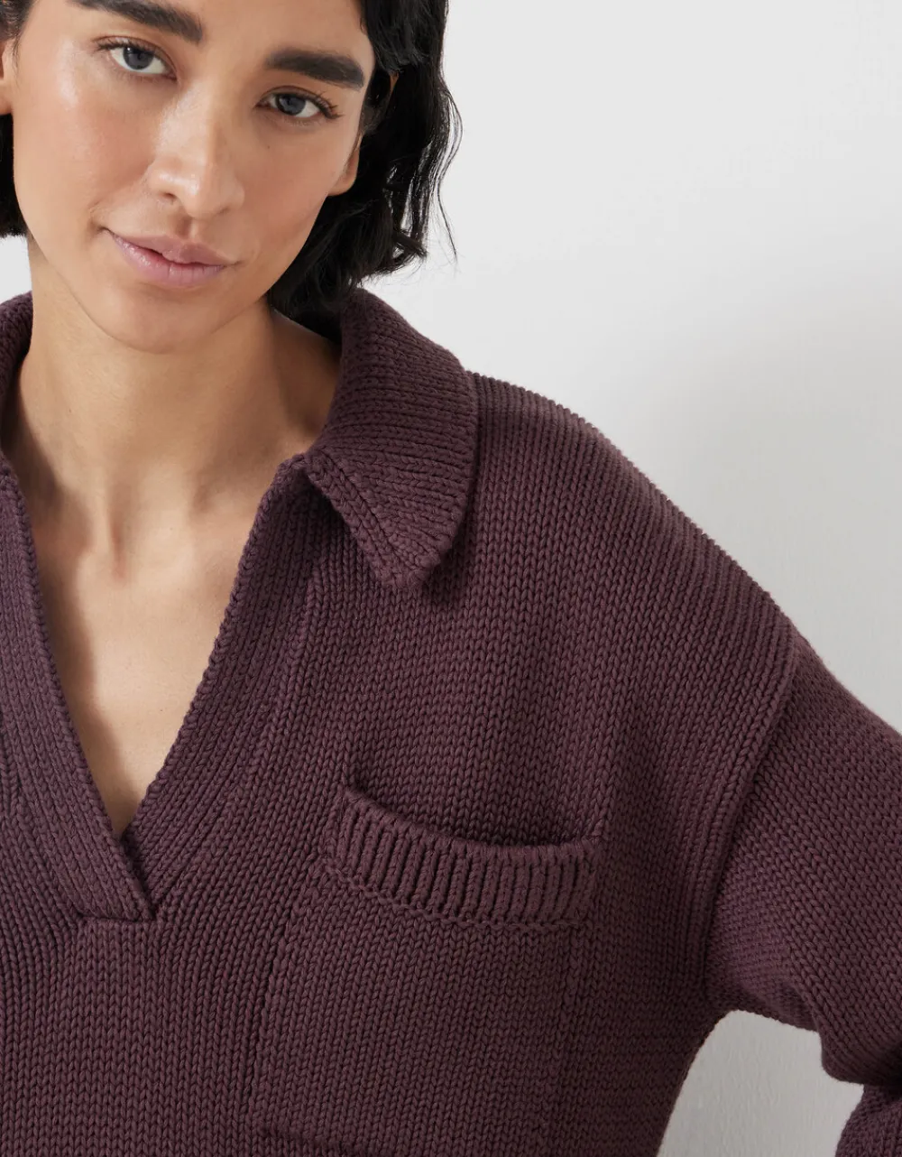 hush Jumpers & Cardigans|Knitted Cotton Rugby Jumper With Pocket Fudge Brown
