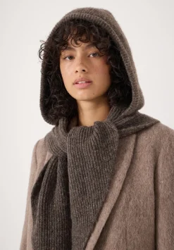 hush Scarves|Hats|Knitted Hooded Scarf Light Brown