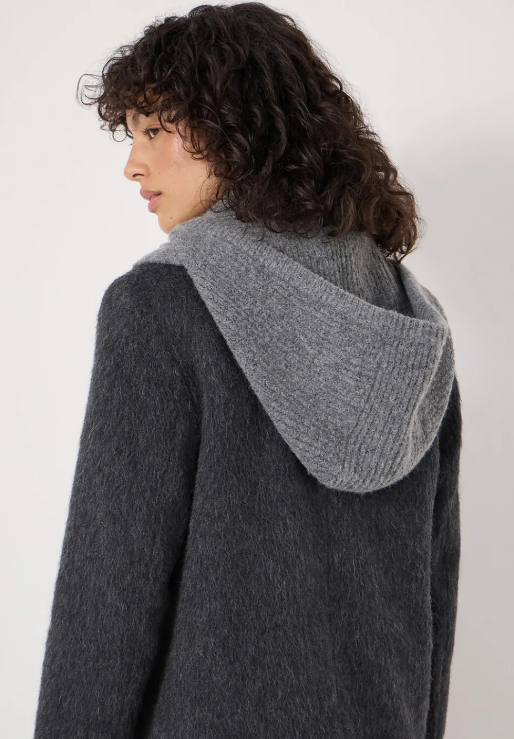 hush Scarves|Hats|Knitted Hooded Scarf Grey Marl