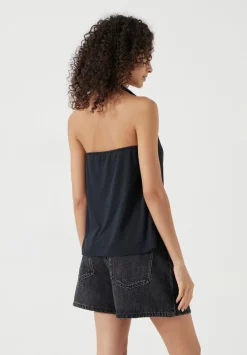 hush Tops & T-Shirts|Knot Detail Halter Vest Black