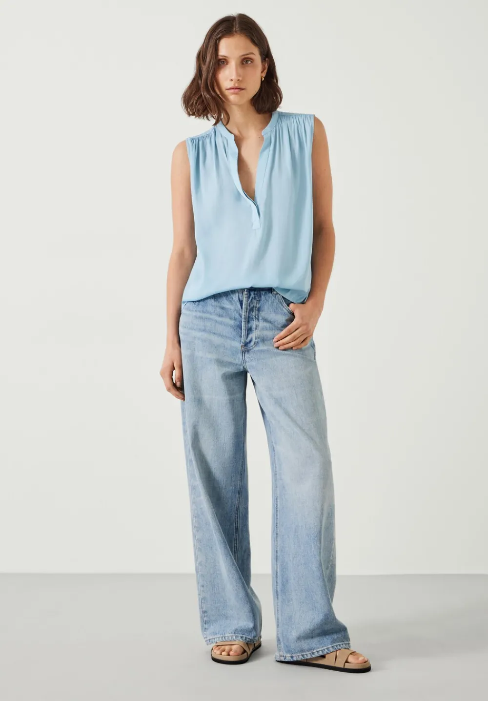 hush Shirts & Blouses|Kyla V-Neck Blouse Blue
