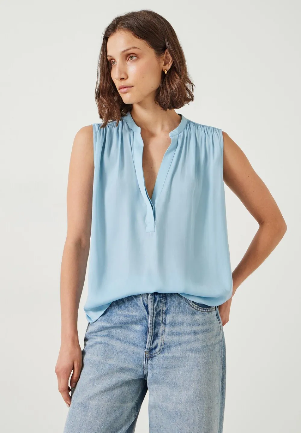hush Shirts & Blouses|Kyla V-Neck Blouse Blue