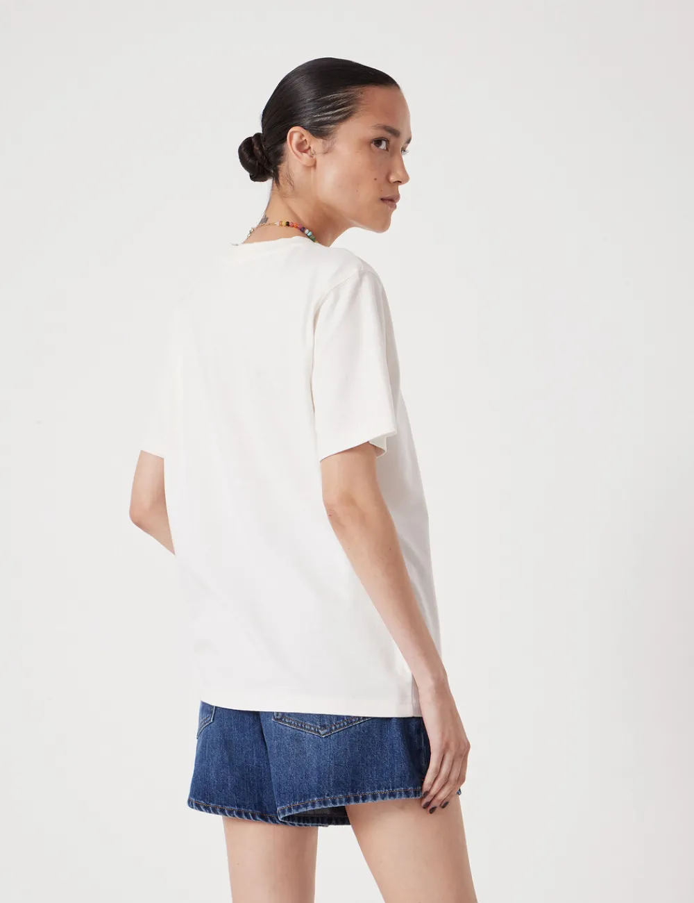 hush Tops & T-Shirts|La Mer Graphic Cotton T-Shirt Ecru White