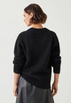 hush Jumpers & Cardigans|Lacey V Neck Alpaca Blend Jumper Black